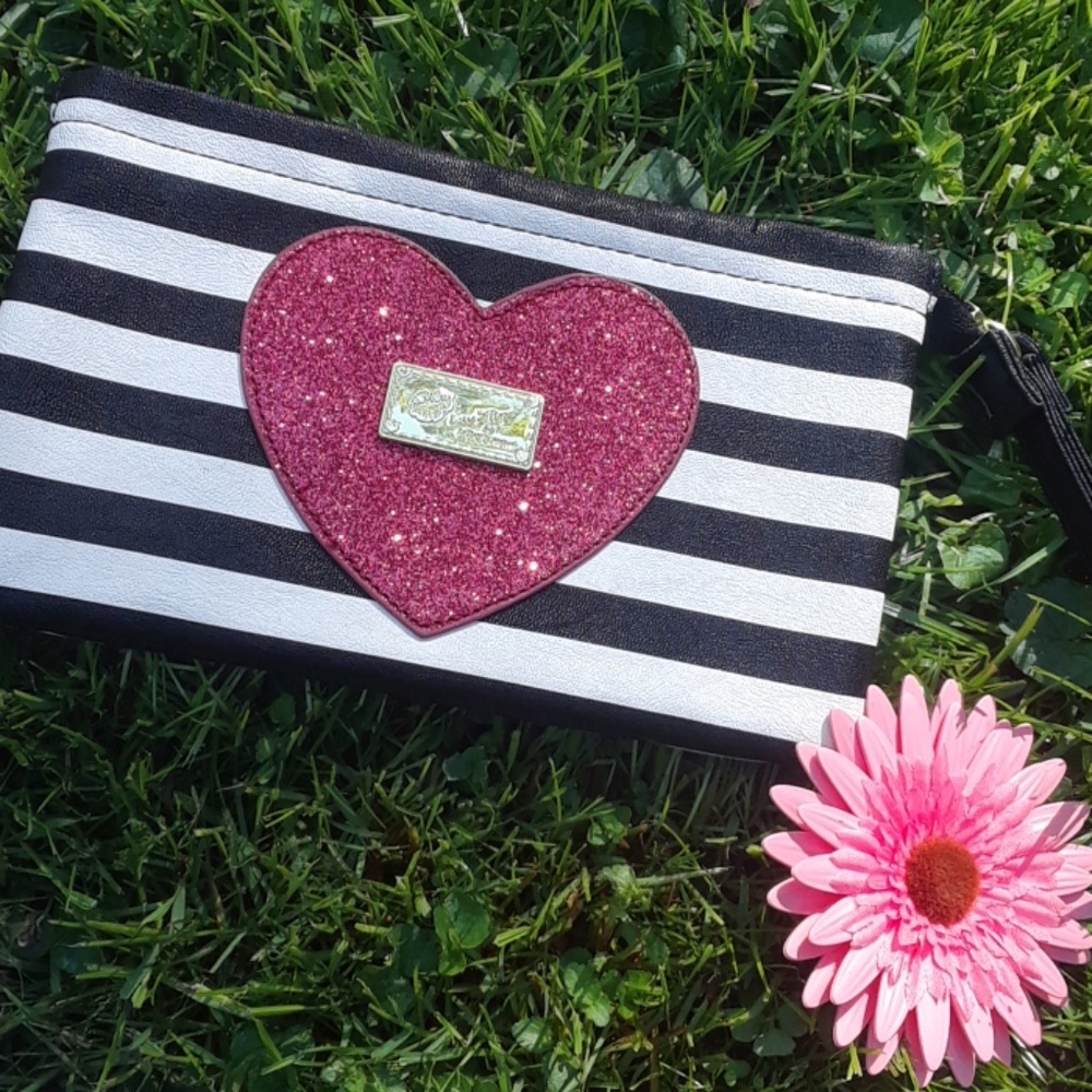Betsey Johnson striped wristlet